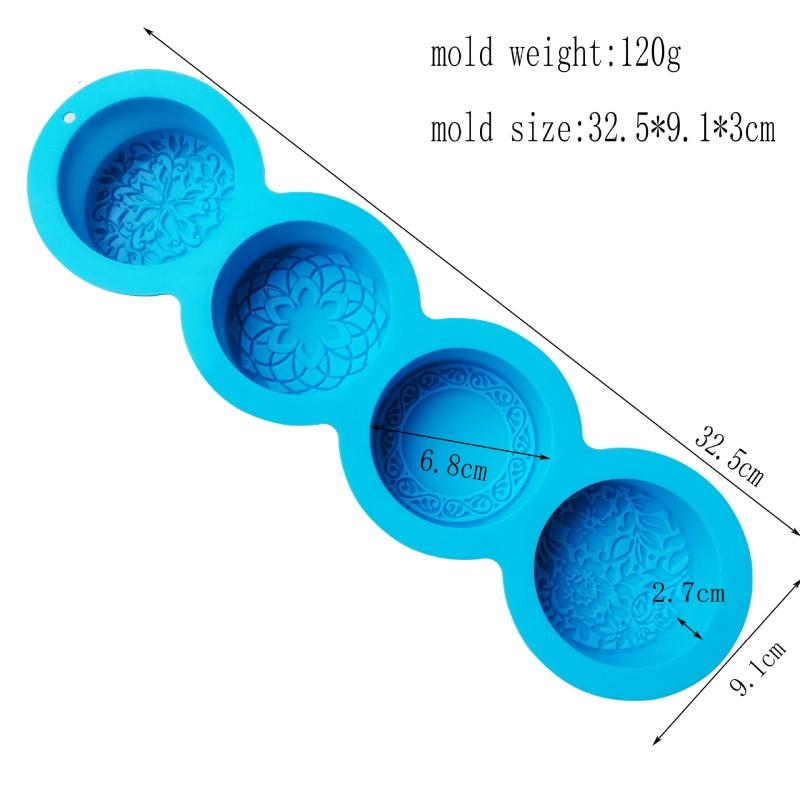 4/6 Cavity Reusable Soap Molds Tray Silicone Round Circles Soap Molds DIY Handmade Craft Cake Decorating Tools