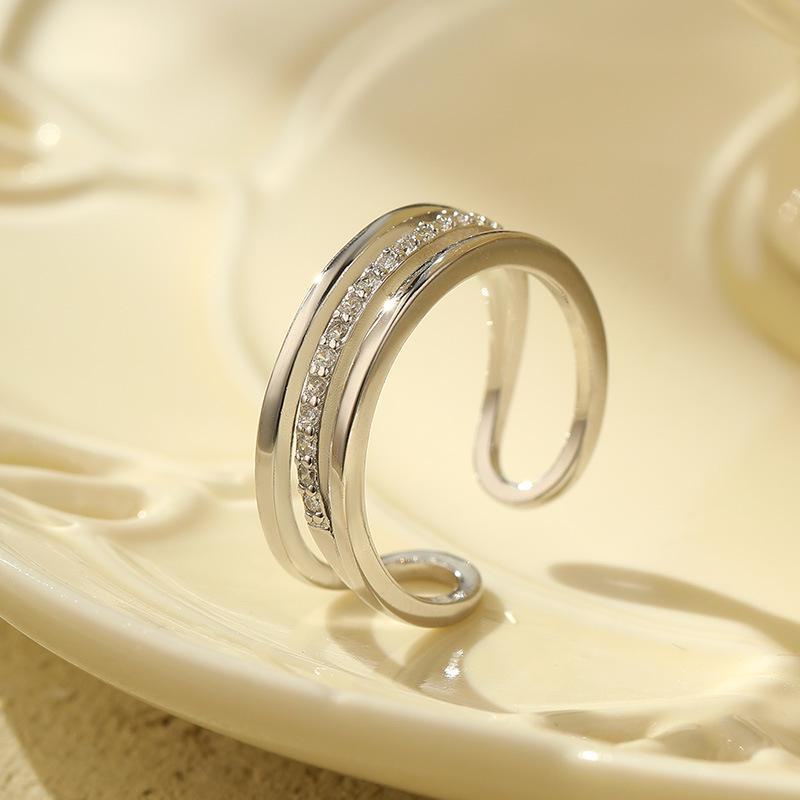 

Кольцо Banyan Tree S925 Silver с тремя слоями бриллиантов, регулируемое для женщин RS491 белого золота