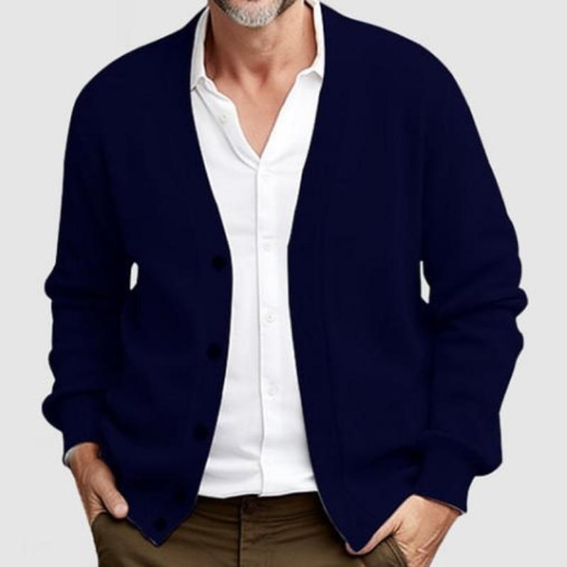 Men S Business Casual Loose Long Sleeve V Neck Button Knit Cardigan