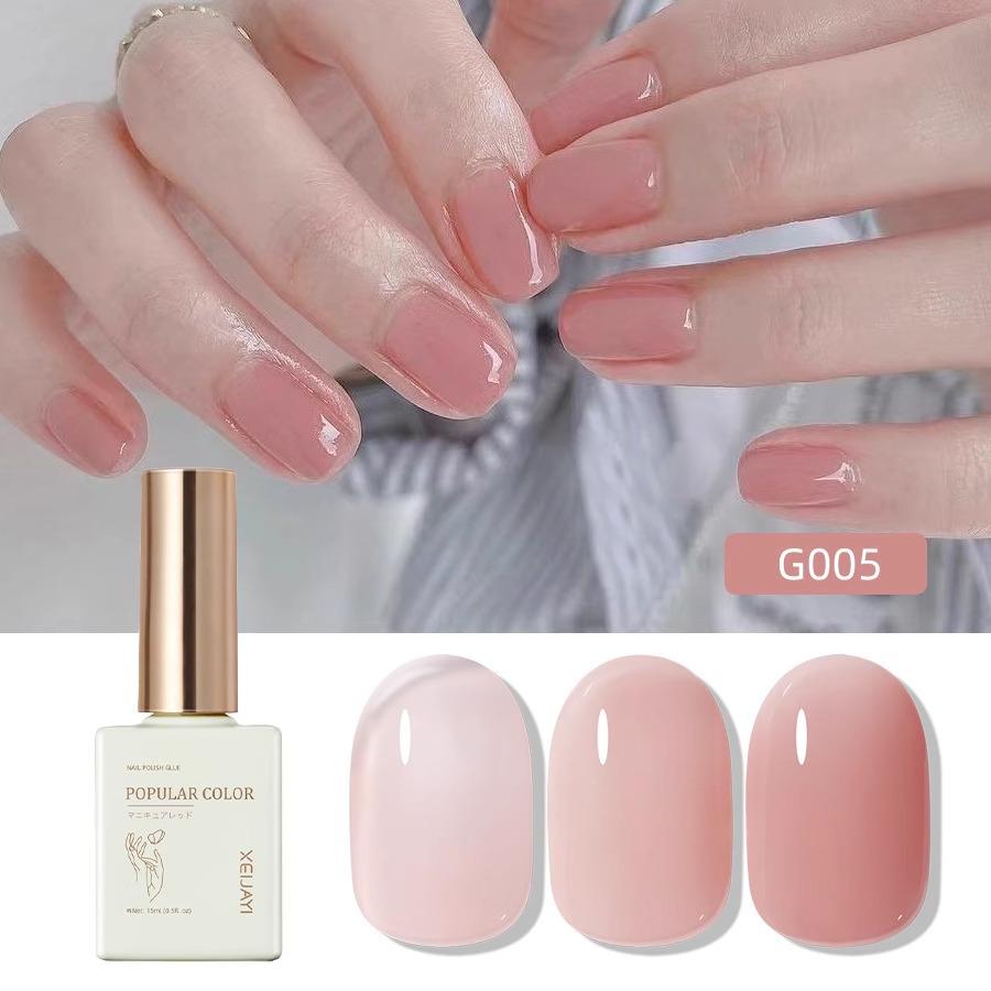 

Huanhuan Translucent Nude Pink Gel Polish for Nail Art - Enhances Fair Skin Tone