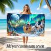 Christmas Theme Quick Dry Beach Towel Custom Name Text Print Large Sand Resistant Towel Beach Vacation