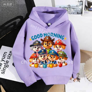 Cartoon Print Children Fall Spring Sweatshirt Kids PAW Patrol Hoodie Pullover Toddler 3-12 Year Boy Girl Casual Sweatshirt