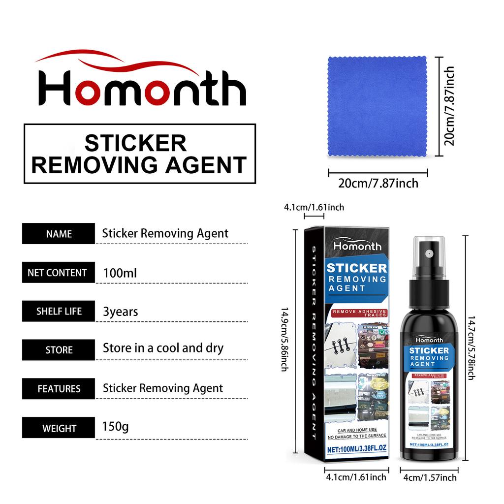 Car Sticker Remover Spray Powerful Car Glass Mirror Label Stickers Decals Glue Sticky Residue Removal Trackless Agent Car Care