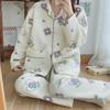 Damen Cartoon Baumwollpyjama Set - Warm und stilvoll für Herbst/Winter