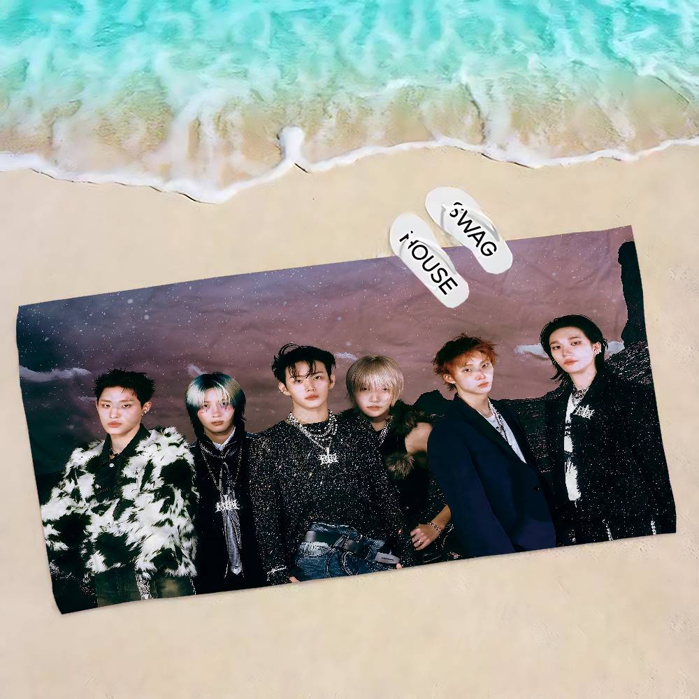 Custom P1Harmony Kpop Bath Towel Microfiber Soft Water Absorbing Breathable For Girl Kids Decorative Cartoon Beach Towel