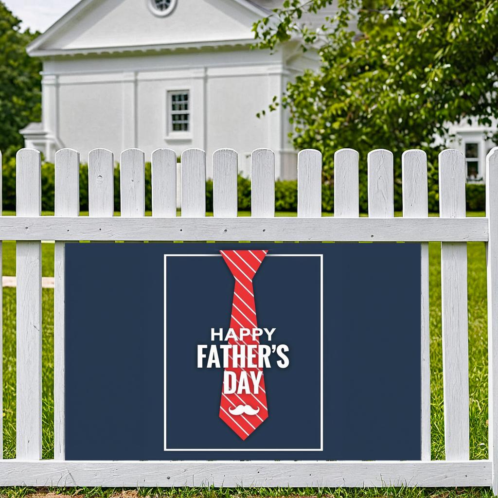 Polyester Material Tie Design Banner Decorative Design Holiday Banner Cartoon Style Red Stripes for Indoor Decoration