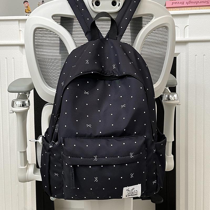 Rucksack Neuer Rucksack mit großer Kapazität für Mittelschüler Kleiner frischer Schulranzen Polka-Dot-Schleife Vielseitiger Rucksack