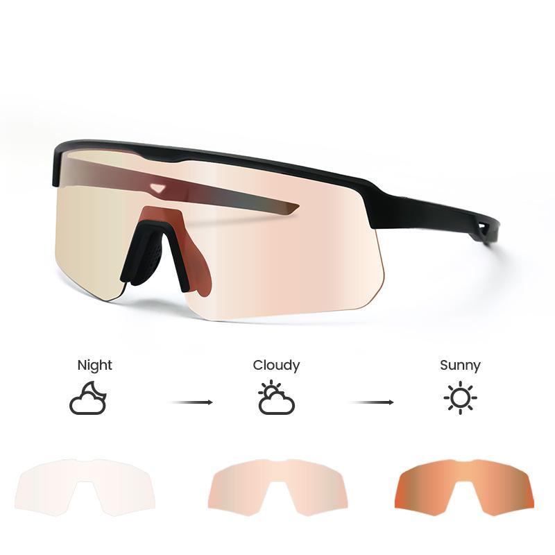 Cycling Photochromic Glasses, Outdoor Bicycle Marathon Windproof Men's Goggles, Sports Glasses Suitable for Day and Night Use for Women