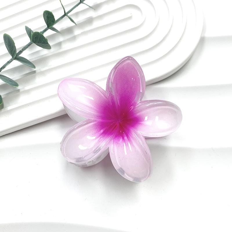 Retro Colorful Frangipani Flower Hair Claw Clip for Women