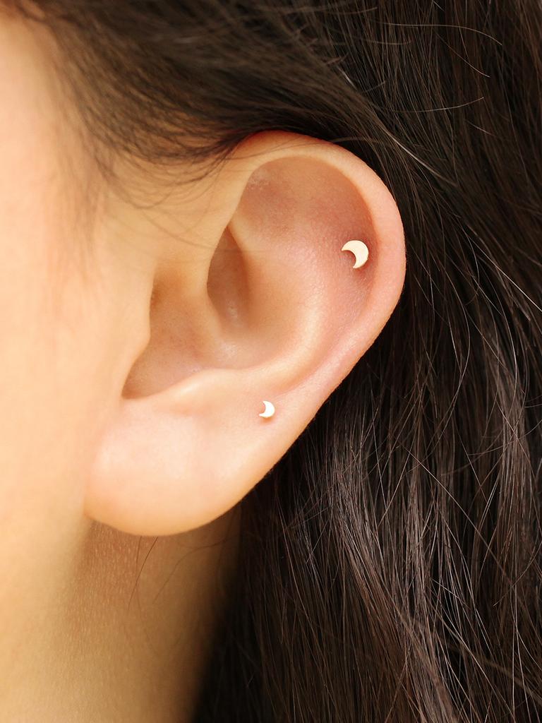 Minimalpiercing 14K Internal Plain Moon Star Clover Labret Piercing