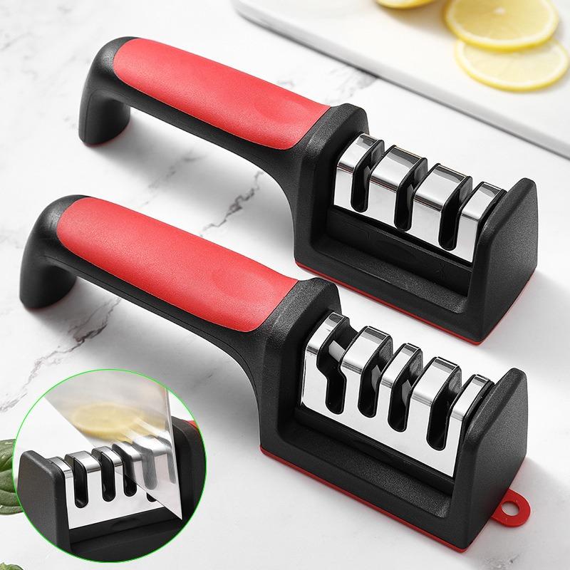 

3/4 Segment Knife Sharpener Kitchen Multifunctional Handheld Fast Sharpening Stone Three-stage Cutting Knife Kitchen Supplies As shown