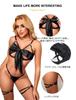 Ohyeahlady Sexy Lingerie Plus Size Satin Panties with Cute Leg Bra and Panties Size M Women's Set, Rings, Set, Underwired, Black,
