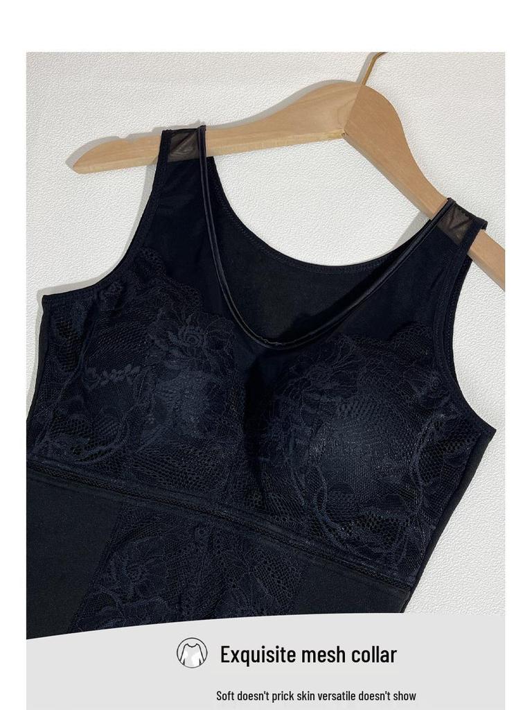 Damski dopasowany top na ramiączkach z podszewką polarową wyszczuplający z wbudowanym biustonoszem - Styl jesień/zima 2025