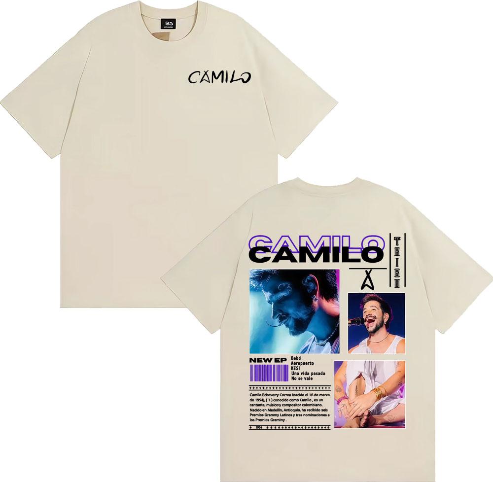2025summer Singer Camilo Tribu Album Tour Graphic Tshirt Male Harajuku 90 S Retro Gothic Tshirt 100 Cotton Oversized Tshirt