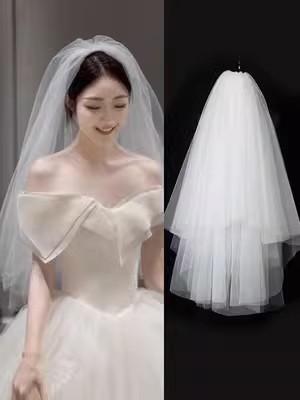 Wedding Veil Bridal Headwear Simple Elegant Soft Tulle Headpiece for Registration Ceremony Engagement And Bride's Gown
