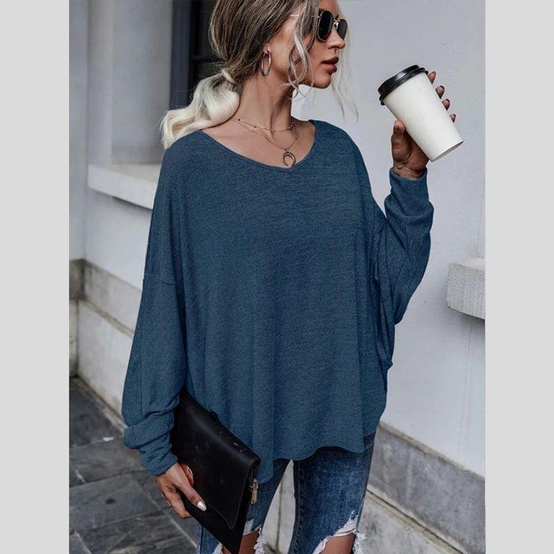 

2024 Women s Solid Color Loose Strap Off Shoulder T-shirt Green 3XL