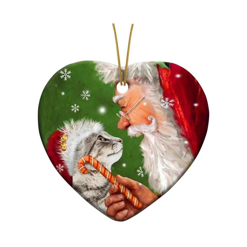 Joyful Acrylic Santa Claus And Cat Decorative Hanging Ornament For Christmas Cheer