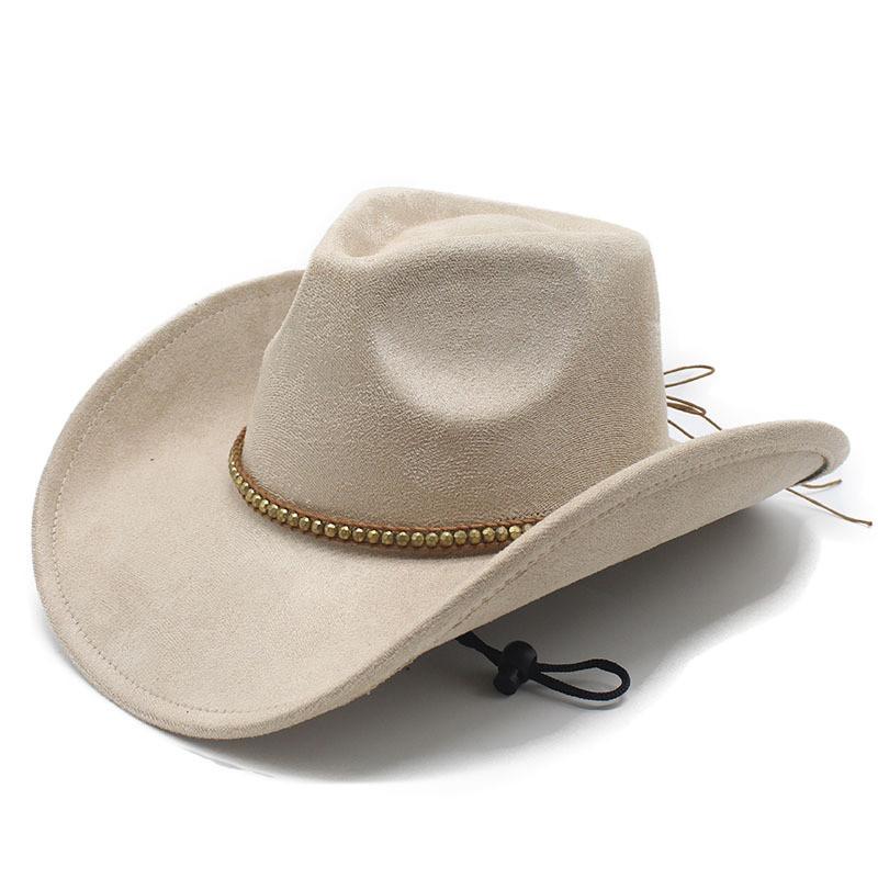 Ethnic Style Western Hat With Buckram Brim And Turndown For Outdoor Wear