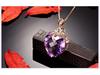 18K Gold-Plated Heart-Shaped Amethyst Pendant Necklace with Purple Gemstone.