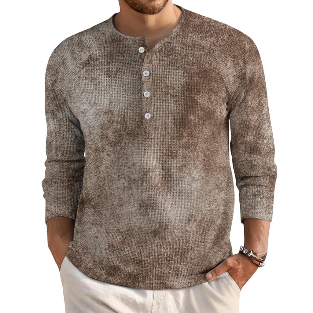 Herren Locker Lässig Button-Down Kragen Langarm Oberteil