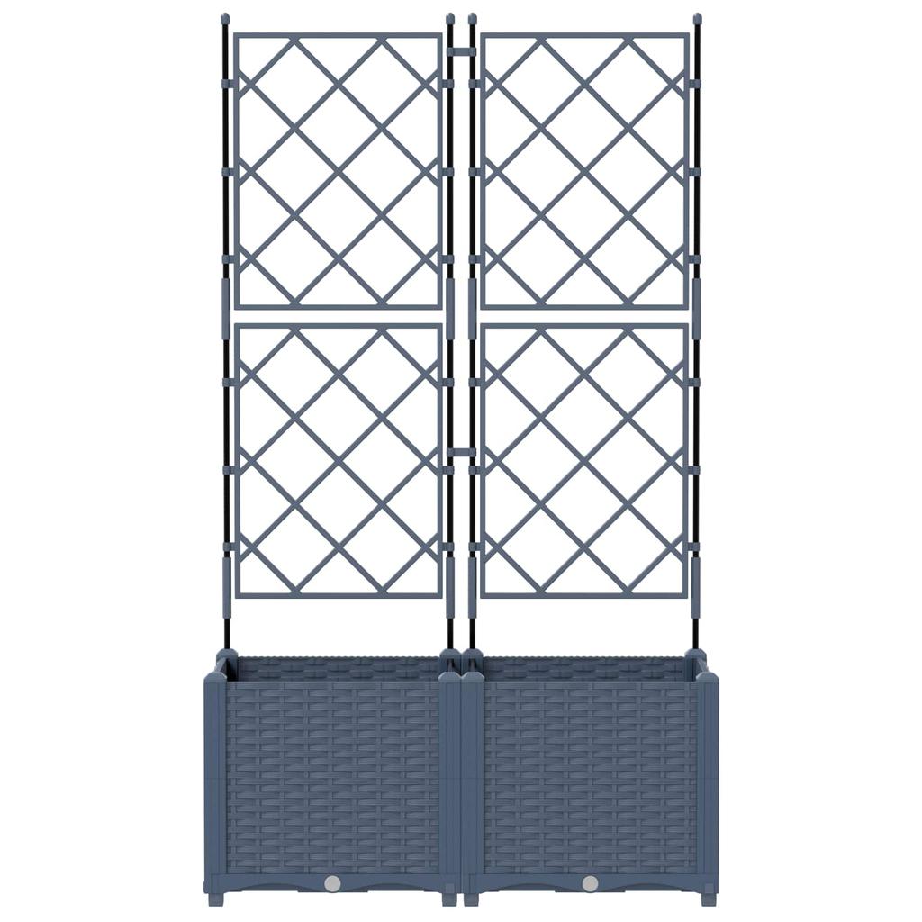 Garden Planter 2 Pcs Grey 80 X 40 X 143 Cm Plastic