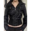 Amercian Vintage Pu Leather Jacket Women Streetwear Harajuku Grunge Emo Alternative Grunge Zipper Casual Coats Female