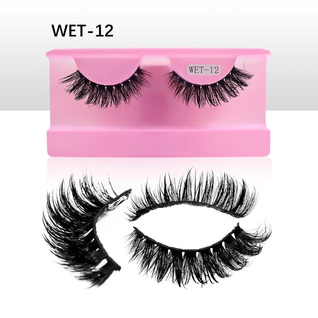 New Wet Spikey Lashes Makeup D Curl Russian Strip Fake Eyelashes Cosplay Natural Full Strip Lashes Supplies