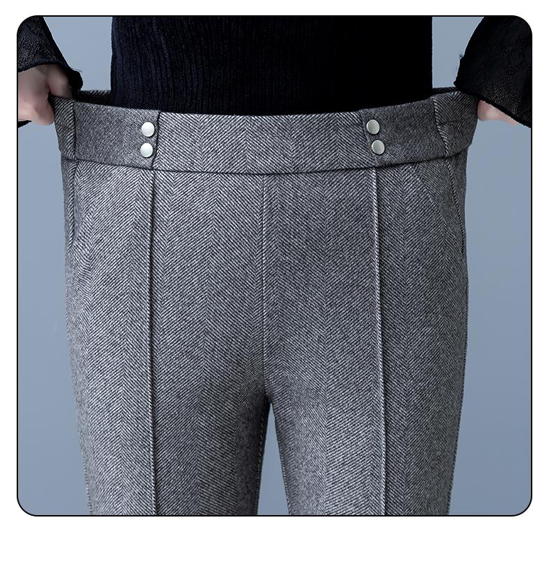 Women's High Waist Woolen Flare Pants, Fleece-lined, Slimming Casual Winter 2025 Trousers for Middle-aged Moms.