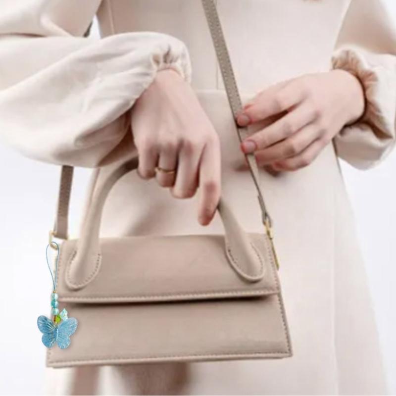 Flower Butterfly Pendant Phone Strap Portable Y2K Hanging Lanyard for Girls