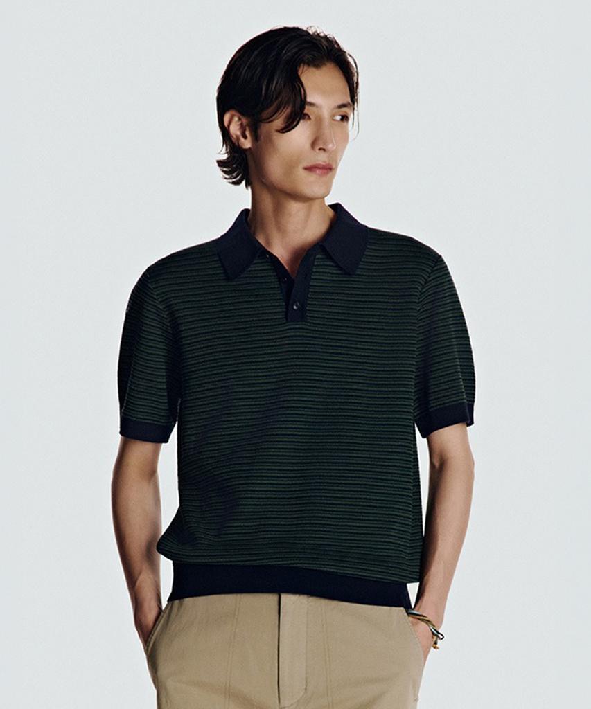 Danielkeulemyu 26Ss Fine Stripe Collar Knit Green
