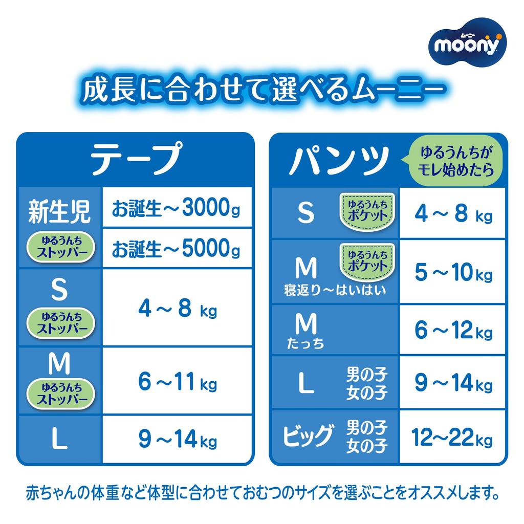 Size Moony Marshmallow Soft Diapers 54 diapers [Tape Type, M] Leak-Proof (6-11kg)