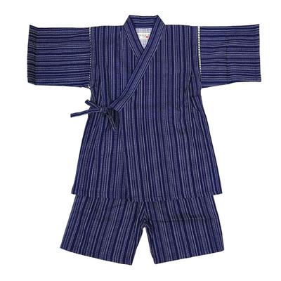 Jinbei Navy Shijira Made In Japan Boys' Set, Striped, Blue, 120cm, Weave, 100% Cotton,