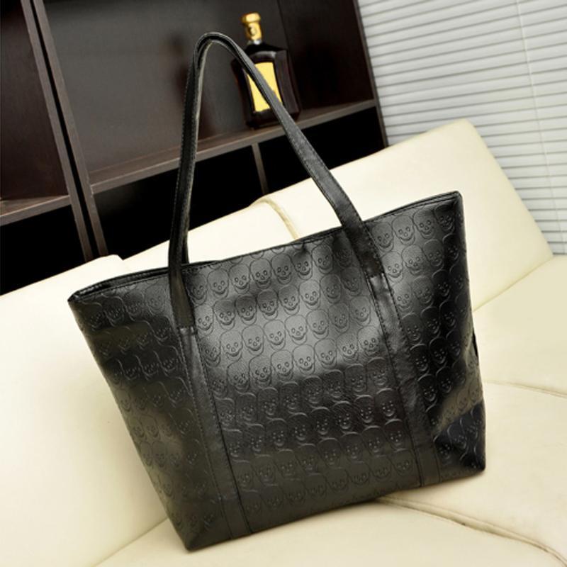 Women Black Skull Print Bags Zipper Shoulder Handbag Tote Bag Handbag Women Skull