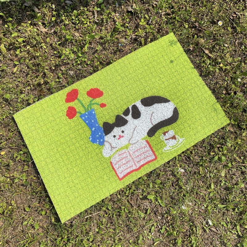 

Alfombra de suelo de entrada de gato con dibujos animados de estilo ins,anillo de seda,bonita puerta de entrada para el hogar,alfombrilla para pies 40cm x 60cm