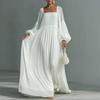 Women's Clothing, New Spring Models In Europe and America, Square Neck Lantern Sleeves, Casual Style Swinging Long Dress, Dress.