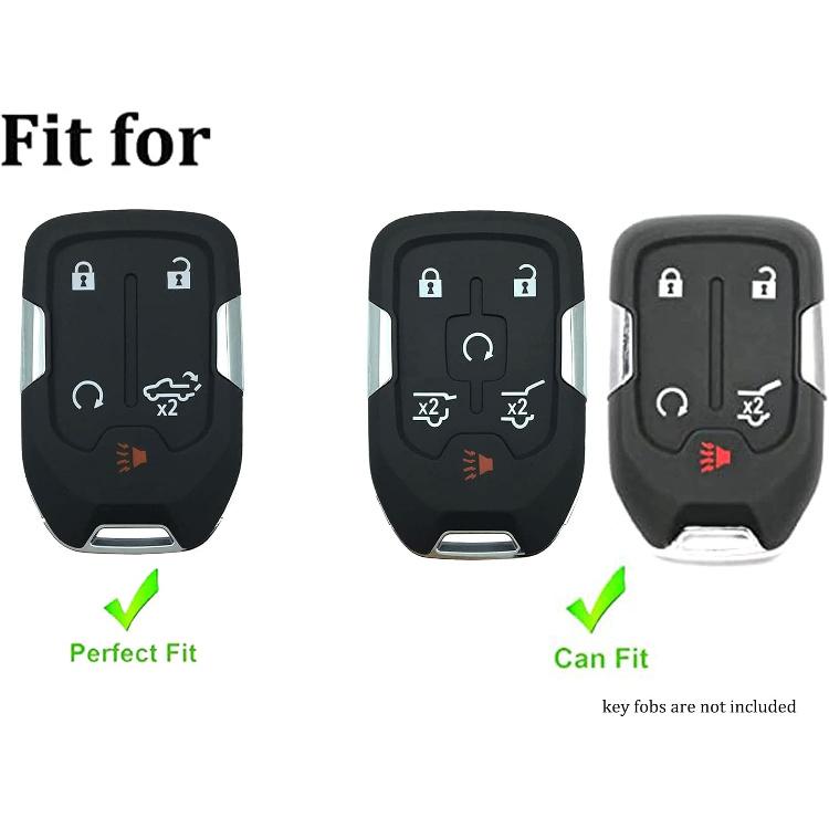 Smart Key Fob Cover Case Fit for Chevrolet Chevy Silverado and GMC Sierra 1500 2500HD 3500HD Accessories Keyless Entry Remote Control Car Key Fob