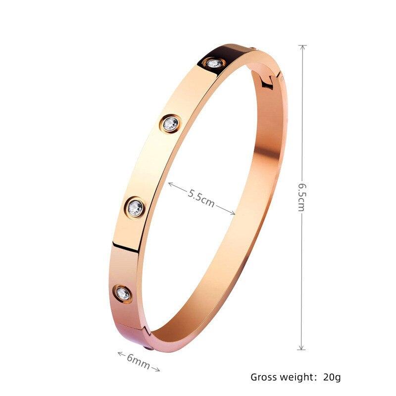 1PCS Rose Gold-color Bracelet Women Ladies Light Luxury Style Oval Diamonds Glossy Individual Bag Decoration
