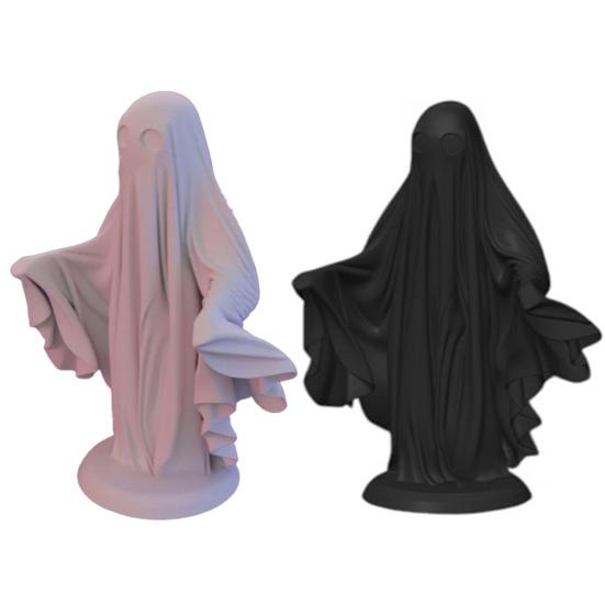 Halloween Ghost Figurine Gothic Ghost Statue Creepy Resin Robe Ghost Tabletop Ornament for Home Shelf Table Indoor Outdoor Decor