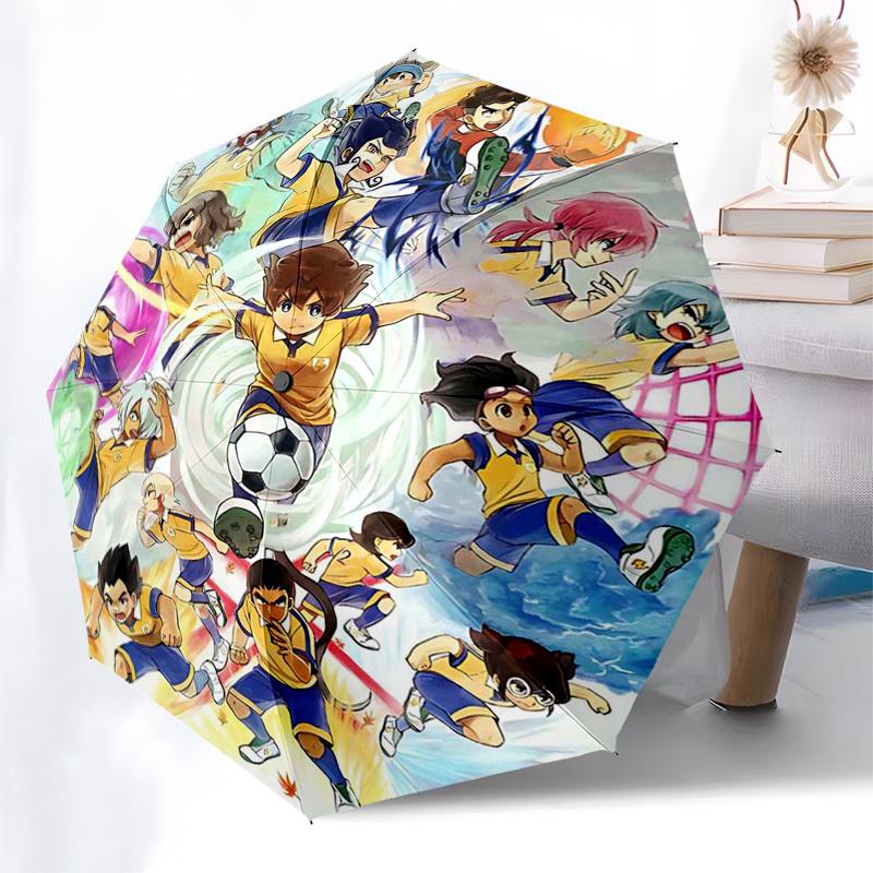 1pc Captain Tsubasa Automatic Folding Outdoor Umbrella - Portable 3-Fold Design with Iron Frame, Perfect for Fans, Travelers, Daily Use, and Gift