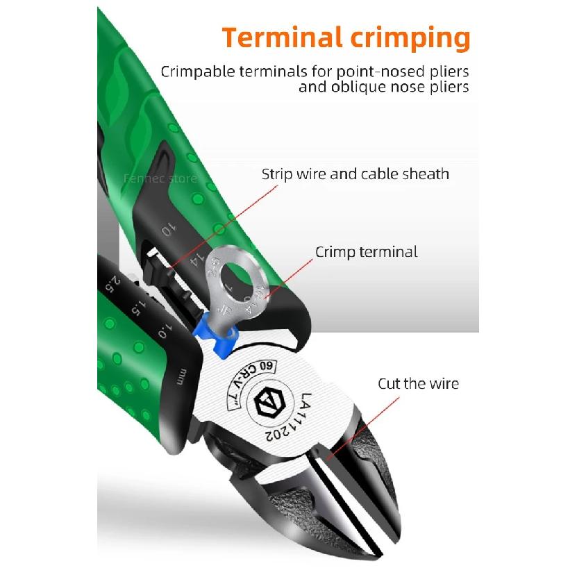 LAOA Multifunction Wire Stripper Wire Cutters/Long Nose/Diagonal Nose Pliers 7-inch Electrician Hand Tools Industrial Grade