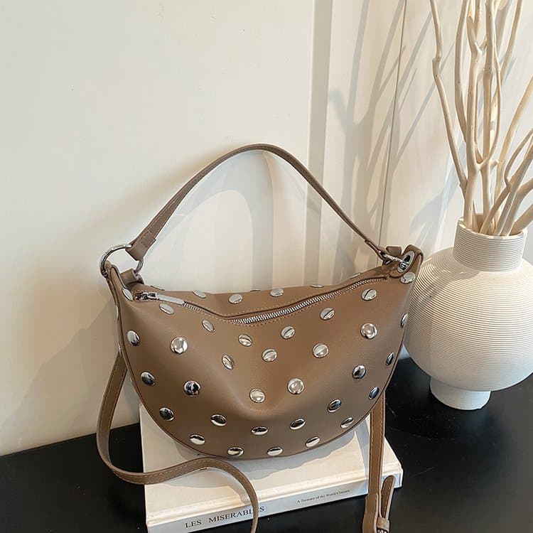 Rivet Crescent Armpit Bag Shoulder Messenger Women's Bag