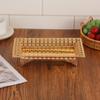 Multipurpose Decorative Iron Tray with Hollow Out Gold Pattern and Rectangular Shape for Fruit and Object Presentation