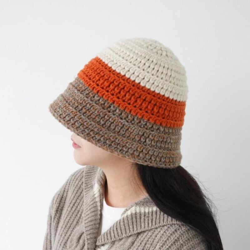 Chelmei Striped Winter Hat Bokashi FW Season Women black