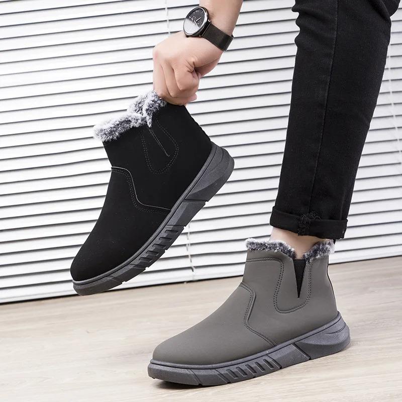 Men's Snow Boots 2026Winter High Top Cotton Shoes Plush Warm Winter Boots for Men Outdoor Non-slip Platform Booties Botas Hombre