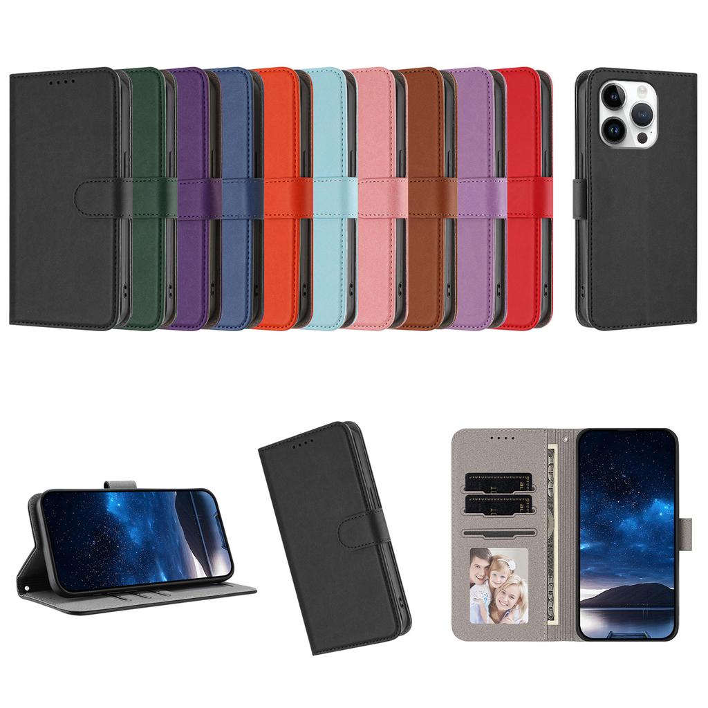 Luksusowe skórzane etui magnetyczne typu flip w jednolitym kolorze na telefon Apple iPhone 17 16 15 14 13 12 11 Pro Max Plus 16E 13 Mini z portfelem