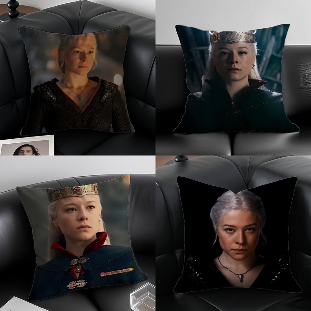 RRhaenyra Targaryen Kissen Schlag Fantasie Kissenbezug Kissenhülle Anti-Milben Unsichtbarer Reißverschluss seidiger Plüsch Kissen