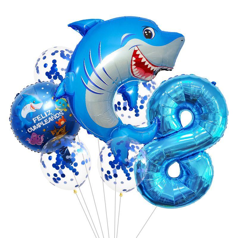 Ocean Theme Balloon Set Kids Birthday Number Balloon Decor