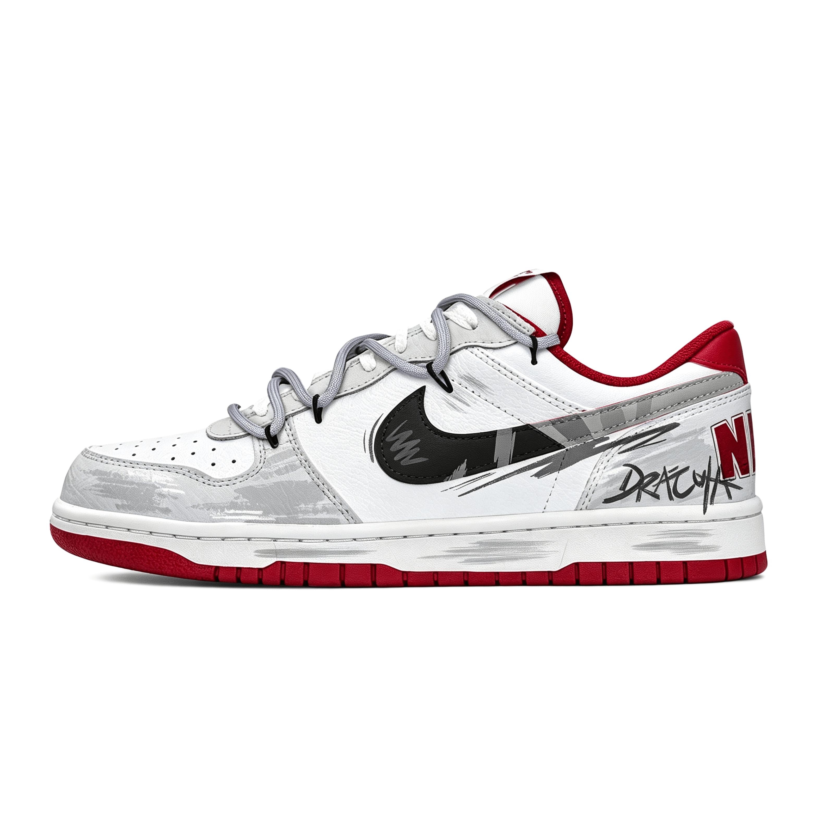 

Nike Big Slip Resistant Abrasion Resistant Low top Skateboard Shoes Men s Gray White Red 355152-150(Team2316-) 45