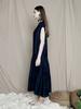 PINBLACK Satin Shirred Dress Navy