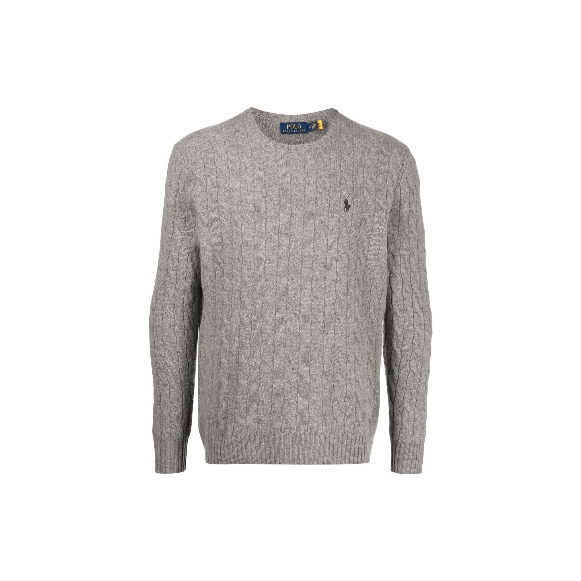 

Polo Ralph Lauren SS23 Однотонный вышитый логотип, вязаный косами кашемировый свитер для мужчин, светло-серый 710876762-012 L